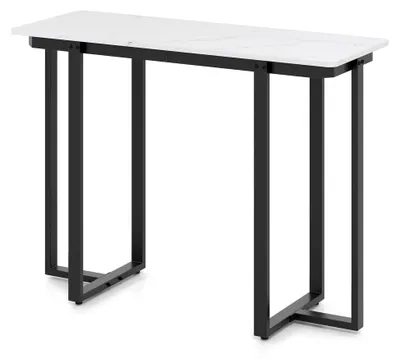 Produktbild von Konsolentisch in Marmoroptik, Moderner Flurtisch mit Metallrahmen, Eingangstisch für Wohnzimmer und Flur, Max. 90 kg, 107 x 40 x 79,5 cm (Weiß + Schwarz)