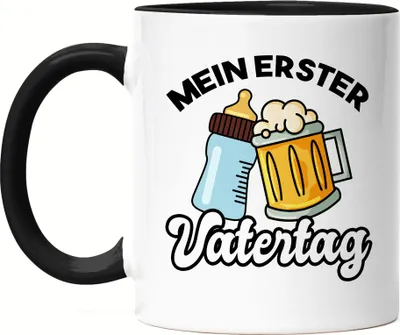 Produktbild von Mein erster Vatertag Tasse Schwarz 1. Vatertag Herrentag Lustig Spruch Geschenk Papa Kaffeetasse