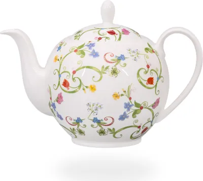 Produktbild von tea4chill Teekanne Porzellan Fleurette 1l. Fine Bone China Porzellan. Blumen-Design klassisch bunt