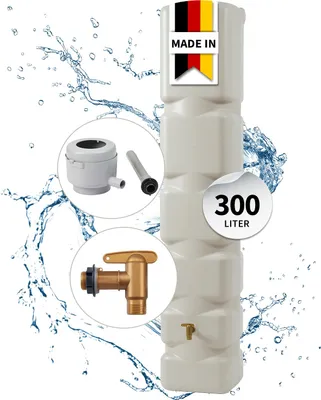 Produktbild von 4rain BASIC Wandtank Komplett-Set 300 Liter sandbeige inkl. Kunststoff-Auslaufhahn und Fallrohranschluss