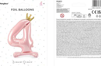 Produktbild von Folien-Standballon Zahl "4", 84 cm, hellrosa