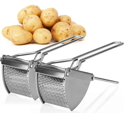 Produktbild von com-four® 2x Kartoffelpresse aus rostfreiem Edelstahl, spülmaschinengeeignet