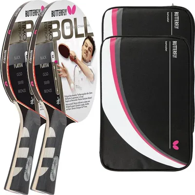 Produktbild von Butterfly 2x Timo Boll Platin 85025 Tischtennisschläger + 2x Tischtennishülle Drive Case II