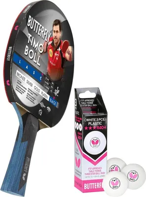 Produktbild von Butterfly Timo Boll Black 85031 Tischtennisschläger + 3*** ITTF R40+ Tischtennisbälle | Tischtennis Set Tischtennisset Tabletennis