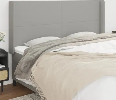 Produktbild von vidaXL Kopfteil mit Ohren Hellgrau 183x16x118/128 cm Stoff - Kopfteil - Kopfteile - Bett-Kopfteil - Bettkopfteil