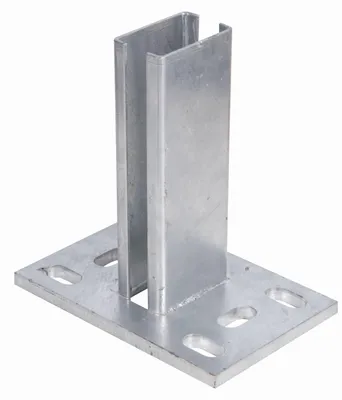 Produktbild von Alberts Pfostenträger für Zaunpfosten für Doppelstabmatten, zum Aufschrauben, Platte 150 x 100 mm, für Pfosten 60 x 40 mm, feuerverzinkt