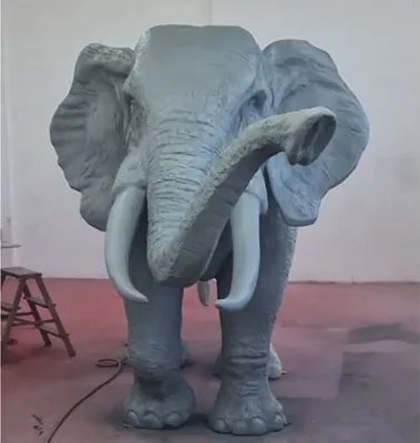 Riesige Lebensgroße XXL Garten Deko Skulptur Figur Elefant Grau