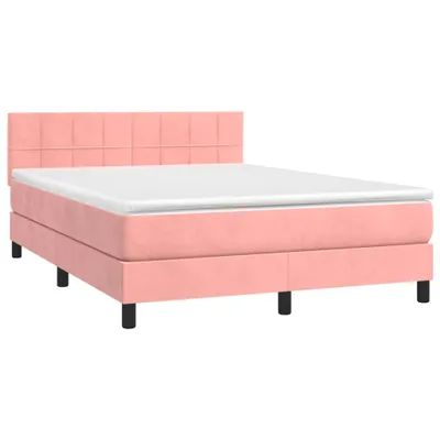 Produktbild von vidaXL Boxspringbett mit Matratze Rosa 140x200 cm Samt