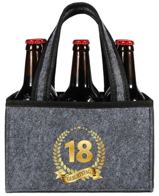 Immagine prodotto di Borsa per bottiglie, capacità per 6 bottiglie, in feltro, per il diciottesimo compleanno di un ragazzo