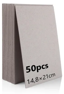 Immagine prodotto di Cartoncino grigio A5, 2 mm di spessore, 50 fogli, ideale per lavori manuali, rilegatura libri e modellismo