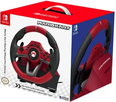 Obrázek produktu pro Hori Mario Kart Racing Wheel Pro Deluxe, Volant + Pedály, Nintendo Switch, Směrová tlačítka, Tlačítko domů, Tlačítko Menu, Analogový, 270°, Kabel