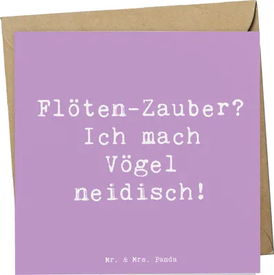 Produktbild von Mr. & Mrs. Panda Glückwunschkarte Spruch Flöte Zauber - Lavendeltraum - Geschenk, Musikinstrument, Musik, Neid, doppelkarte, Melodie, Holzblasinstrument, faltkarte, Vögel