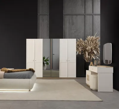 Produktbild von Stilvolles 2-tlg. Schlafzimmer-Set mit Schminktisch und Kleiderschrank