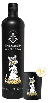 Produktbild von Spitzmund Vanilleköm Sahnelikör mit 2 Shotgläsern 500ml