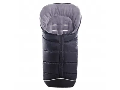 Produktbild von Fußsack für Kinderwagen 40 x 100 cm mit Reflektorbiese und Mumienform, schwarz-grau