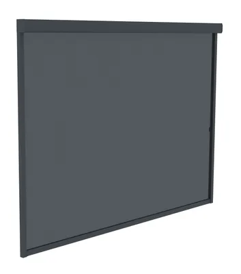A dark gray side awning is shown against a white background.