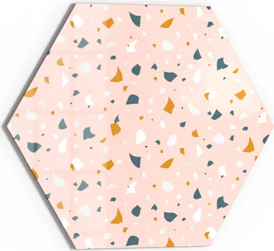 Produktbild von DEQORI Glasbild Echtglas 55x48 cm 'Rosa Terrazzo-Zauber' Wandbild Bild modern Deko