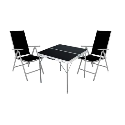 Produktbild von 3-teiliges Campingmöbel Set Aluminium Textilen schwarz