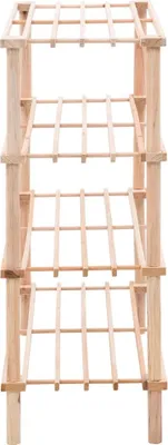 A tall, narrow, four-tier wooden shoe rack.