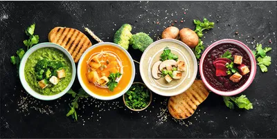 Produktbild von Leinwandbild Vegetable Soup Bowls 100x50 cm