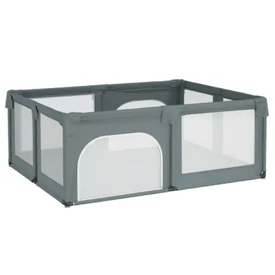 Image de Parc pour bébé avec 2 portes Gris clair Tissu Oxford