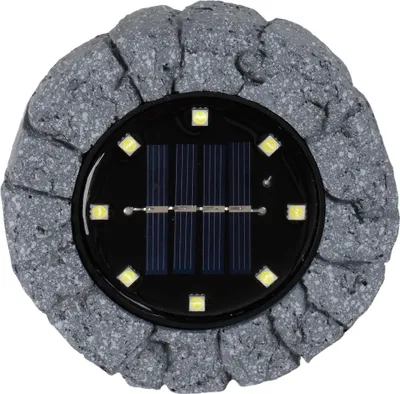 Produktbild von Näve Leuchten 3er-Set LED Solar-/Bodenerdspieß "KIAN" Ø: 12 cm 3er-Set LED Solar-/Bodenerdspieß "KIAN" Ø: 12 cm 3er-Set LED Solar-/Bodenerdspieß "KIAN" Ø: 12 cm, Lampe für den Außenbereich im Functional Style, aus Kunststoff in grau, 12,5 cm hoch, Ø 12 cm, LED Platine – mit Schiebeschalter – Dämmerungssensor