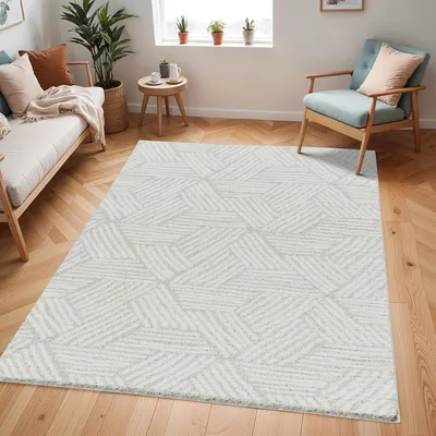 Productafbeelding van Modern vloerkleed Surya Kapan - Zacht, robuust, abstract Berber tapijt - Pluizig, gemakkelijk te onderhouden - 160 x 213 cm