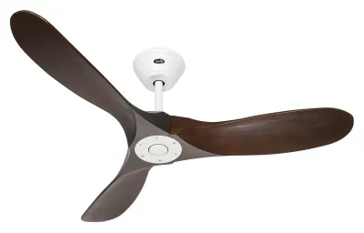 Zdjęcie produktu dla Energooszczędny wentylator sufitowy z pilotem Eco Genuino biały mat / orzech 122 cm