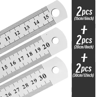 Imagen del producto de Regla lineal, acero inoxidable, instrumento de medición de precisión, juego de 6 unidades