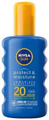 Obrázok produktu pre Nivea Sun Protect & Moisture Rozprašovací Krém na Opálenie s SPF 20, 200ml