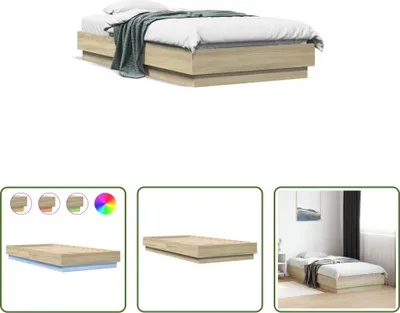Produktbild von The Living Store Bettgestell mit LED Sonoma-Eiche 75x190 cm