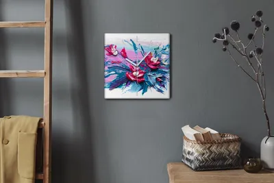 Produktbild von Coloray Hodiny Unikátní 30x30 cm  Tiché hodiny Pro obývací pokoj a kuchyň Nástěnné hodiny Plátno Bílé ručičky hodin - malování