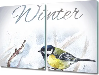 Produktbild von Coloray Kochplattenabdeckung Herdabdeckplatte 2x40x52 cm Hackbrett Schneidebrett Küchenbrett - Winter Zweig Tier