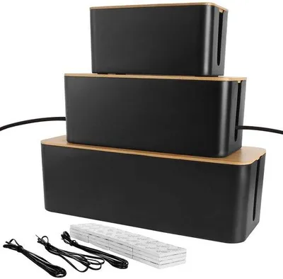 Produktbild von Famanu Kabelaufbewahrungsbox - Organisiert Kabel in 3 Größen - Schwarz