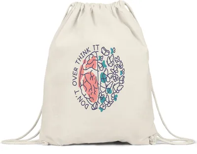 Produktbild von Don't Overthink Turnbeutel Gymsack Spruch Mental Health Selbstbewusstsein Gehirn Positiv-Denken
