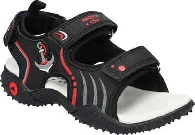 Produktbild von AMERICAN CLUB HL168 Solide KinderSandalen, Naturleder Innensohle, Klett Sandalen, Sportsandalen, Schwarz/Rot 31