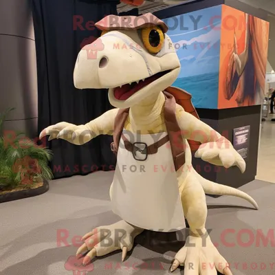 Immagine prodotto di Personaggio mascotte REDBROKOLY di un Dimorfodonte color crema vestito con canottiera e fasce