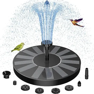 Immagine prodotto di Fontana solare galleggiante - Pompa per laghetto - Decorazione per laghetto - 6 ugelli - 14,5 cm - Nero