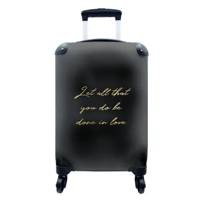 Produktbild von MuchoWow® Koffer Handgepäck Trolley Rollkoffer Kleine Reisekoffer mit 4 Rollen - Zitate - Liebe - Gold - Schwarz - Cabin Size < 55x40x23 cm & 55x40x20 cm - Fotokoffer - Kabinenkoffer - Boardgepäck - Reise-Box - Reisekoffer - Reisegepäck - Koffer mit Bild - Trolley für Kinder