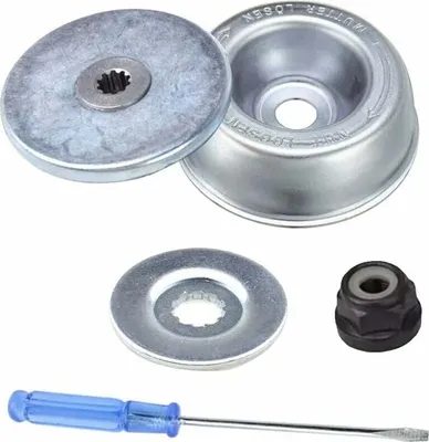 Produktbild von 5-teiliges Wartungskit für Klingenadapter für Stihl-Rasenmäher. Adapter, Druckscheibe, Stützplatte, Flanschmutter, Schraubendreher für STIHL-Freischneider.