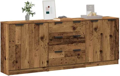 Produktbild von vidaXL Sideboards 3 Stk. Altholz-Optik 60x30x70 cm Holzwerkstoff