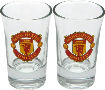 Produktbild von Manchester United FC Schnapsglas Offiziell (2-er Pack) TA2272 (Einheitsgröße) (Durchsichtig)
