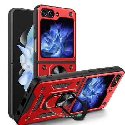 Produktbild von Outdoor Panzer Hülle für Samsung Galaxy Z Flip 5 mit Kameraschutz Ringhalter  Rot