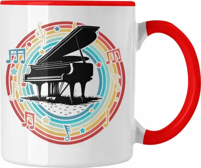 Produktbild von Trendation - Piano-Spieler Tasse Geschenk Klavier Kaffee-Becher Geschenkidee Flügel Musiker (Rot)