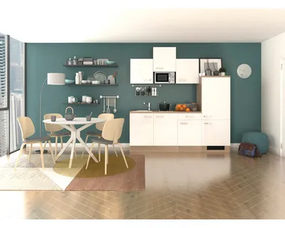 Produktbild von Flex Well Küchenzeile mit Geräten Valero 210 cm weiß hochglanz zerlegt Variante reversibel 00008403
