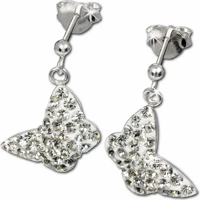 Produktbild von SilberDream weiß Ohrringe Schmetterling Zirkonia 925 Silber Ohrstecker GSO401W