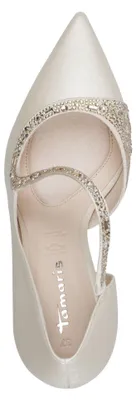 Produktbild von Tamaris Damen Stiletto Pumps mit Strass und diagonalem Riemchen 1-22444-47, Größe:38 EU, Farbe:Weiß