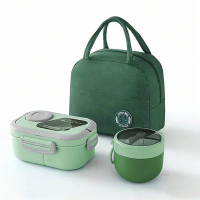 Productafbeelding van Minicee Lunchbox Set, 1200+600 ml, met koeltas en bestek, groen