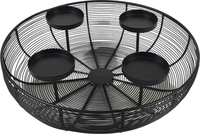 Produktbild von Kerzenständer - Schwarz - Metall - Ø 36 cm - 4 Kerzenständer in Dekoschale
