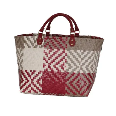 Produktbild von Handed By - Quinn - Shopper mit Muster size L mit kurzen  PolyurethanTragegriffe, Farbe: burgundy red, liver, champagne